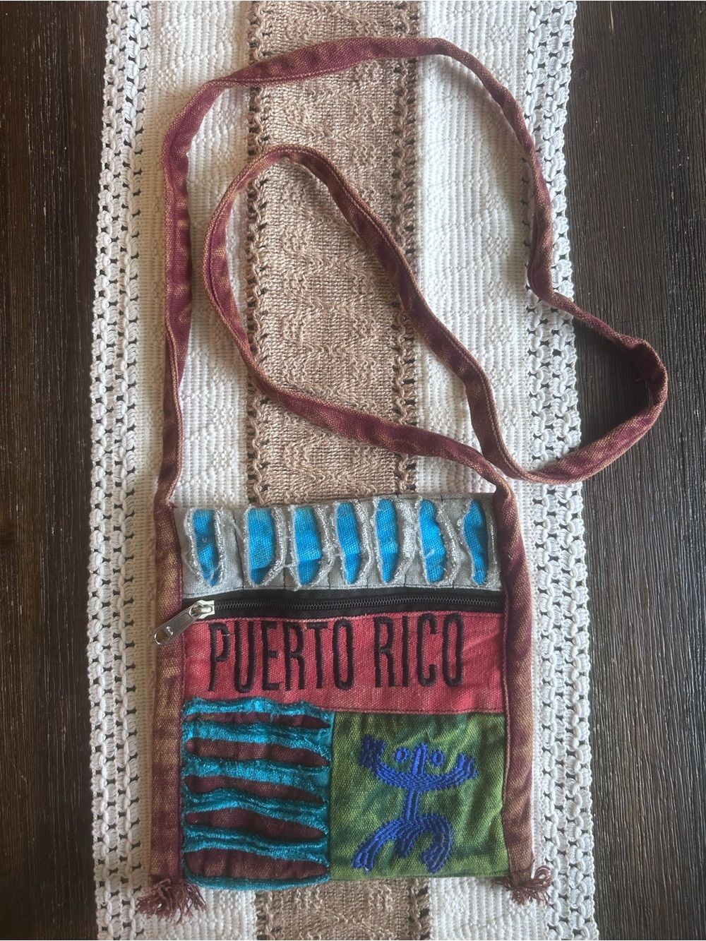 New Handmade Puerto Rico Embroidered Crossbody Bag